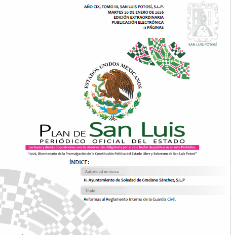 REFORMA AL REGLAMENTO DE LA  GUARDIA CIVIL MUNICIPAL
