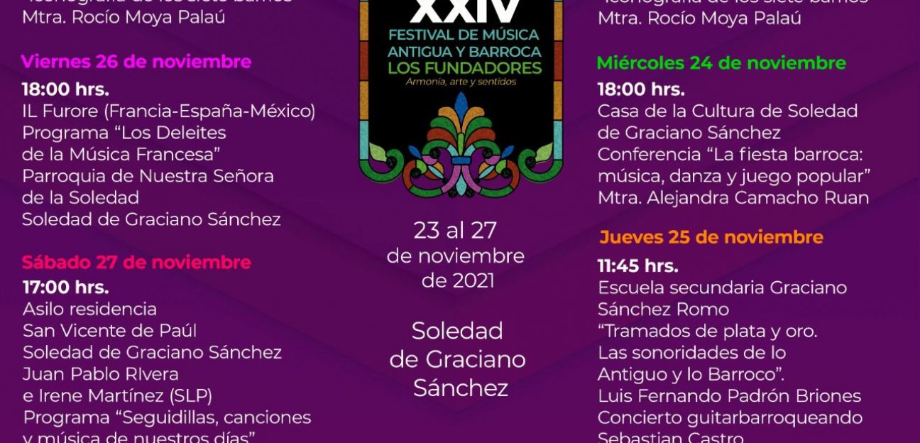 Soledad contará con extensión del Festival de Música Antigua y Barroca