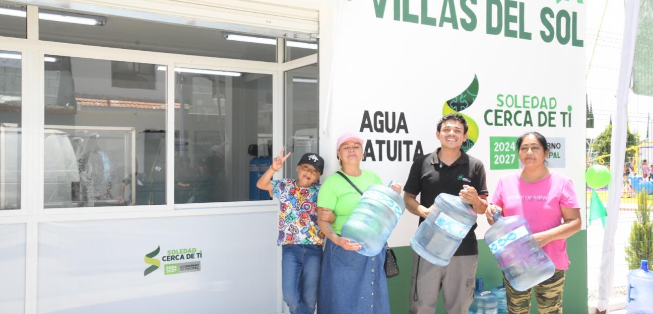 <<Tener una purificadora en nuestra colonia es un alivio para nuestras familias>>: vecinos de Villas del Sol en Soledad